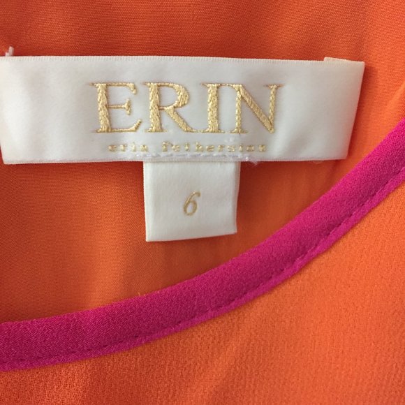ERIN by ERIN FETHERSTON Orange Pink Color Block Sleeveless Lined Shift Dress - Picture 2 of 8